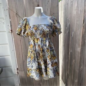 Posse Floral Print linen Mini Dress size medium